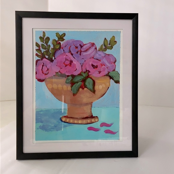 Original Hand-Painted Abstract Pink Flowers: Art for Kitchen or Bedroom Floral - Picture 4 of 7